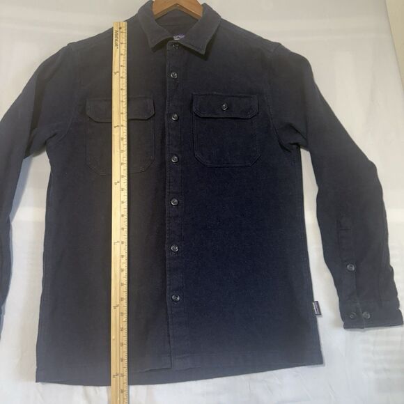 Patagonia Button Down Fleece Shirt Mens Small Blue Long Sleeve  100% Org Cotton - Picture 8 of 9